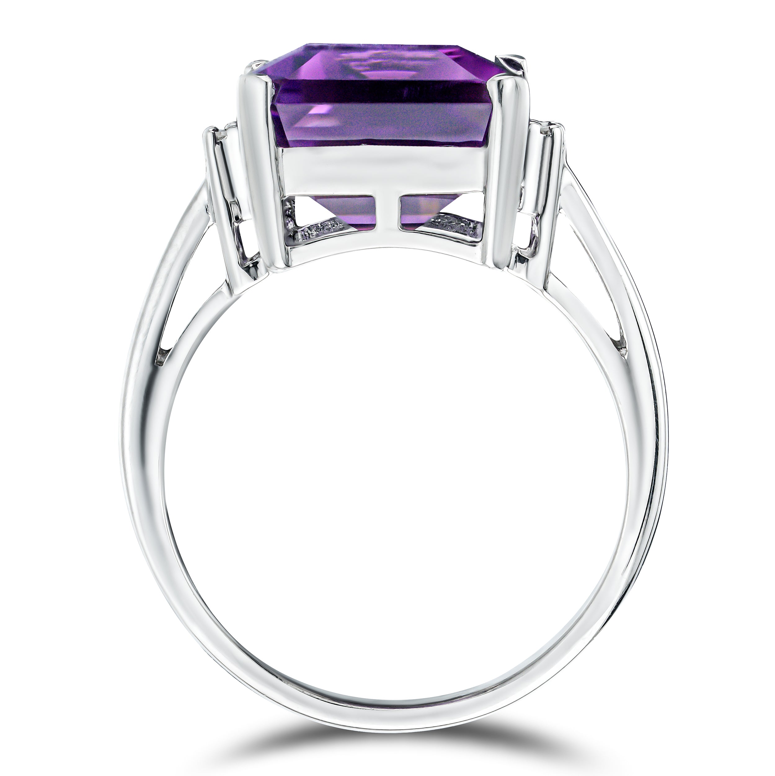 Amethyst 6.40ct And Diamond 925 Sterling Silver Ring